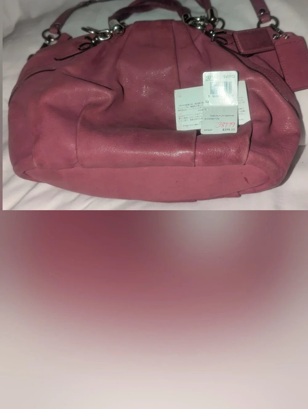 Coach Madison  Sophia Pleated Pink Leather Shoulder Satchel F22563
